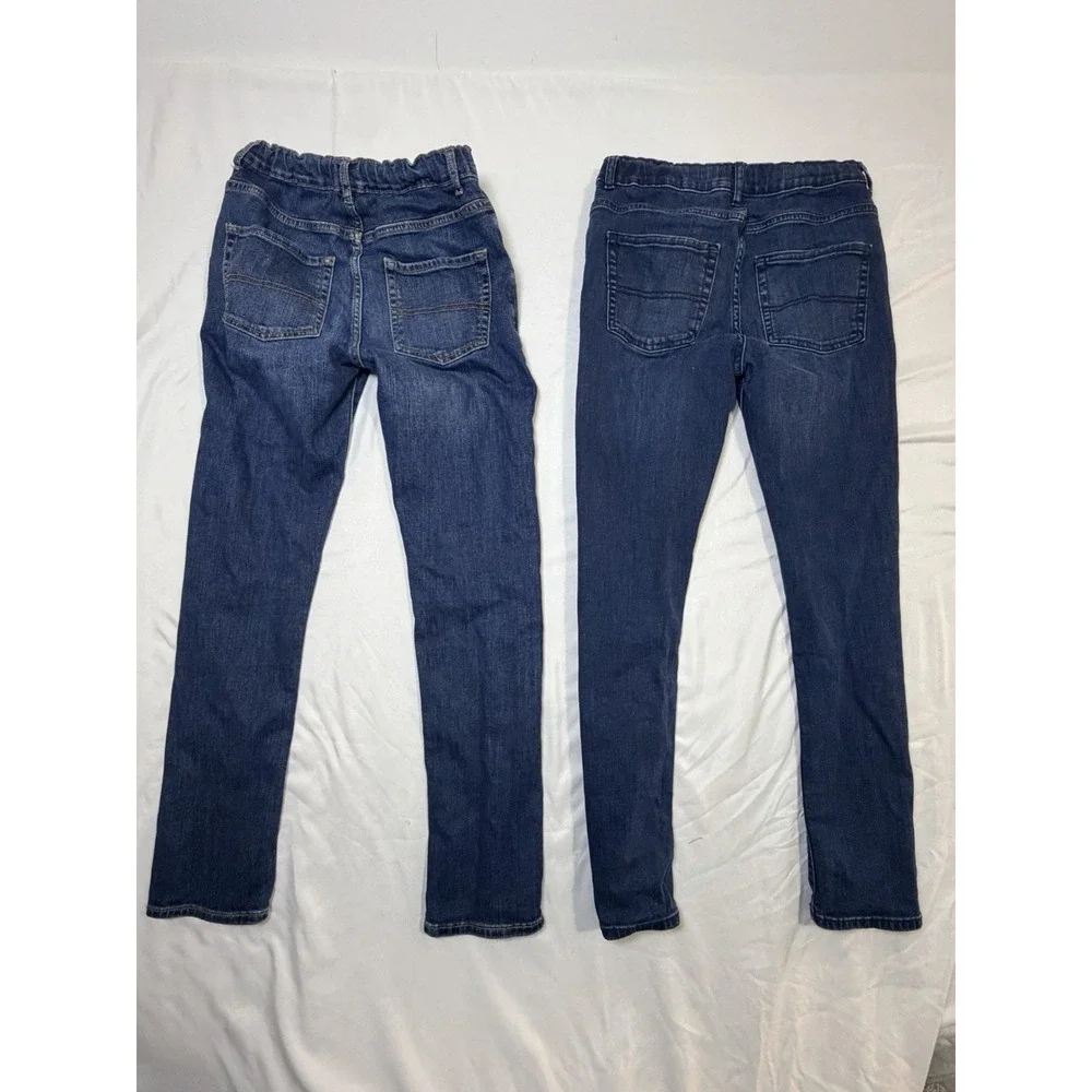 Boys Place Skinny Jeans Lot 2 Size 14 Adjustable Waist Stretch Blue Denim